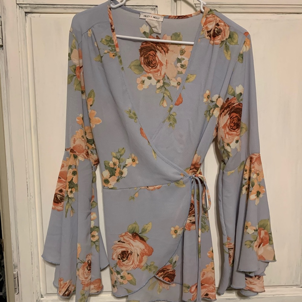 Pale blue floral blouse